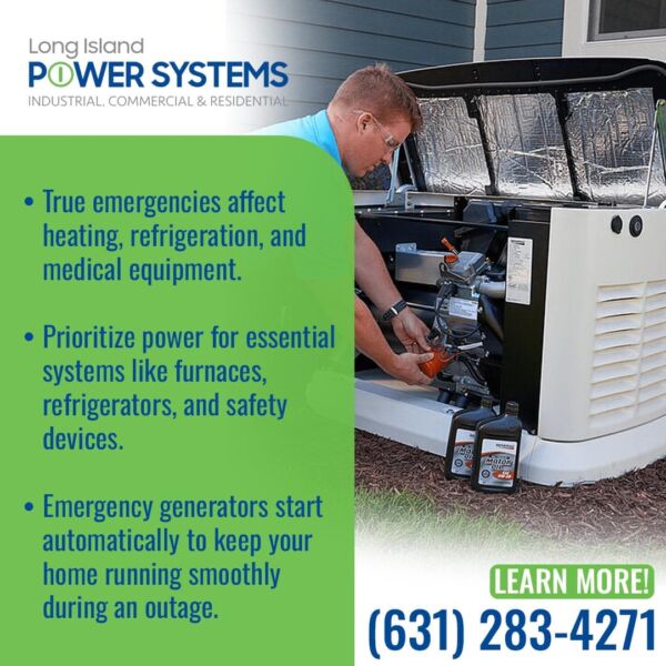 Technician servicing a residential standby generator during maintenance