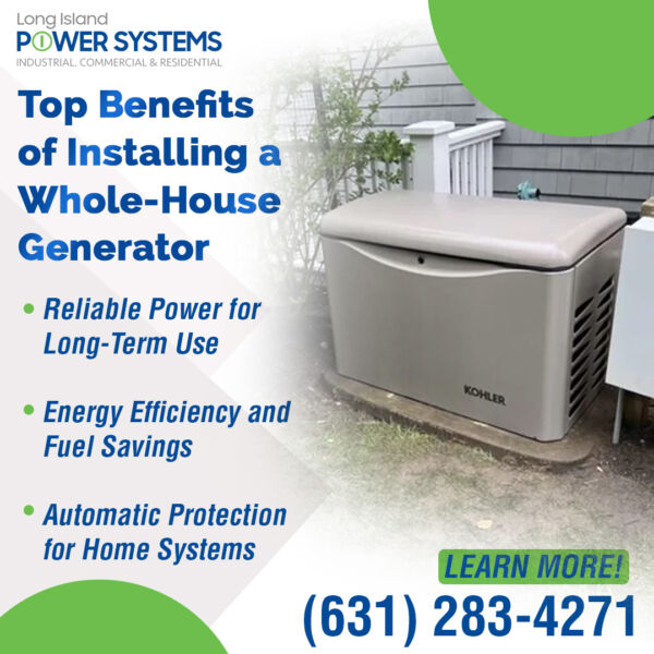 Emergency Backup Generators for Homes with Medical Equipment: What Southampton Homeowners Need to Know | 3 | Long Island Power Systems Whole-house standby generator installed beside a home highlighting backup power, energy efficiency, and home protection.
